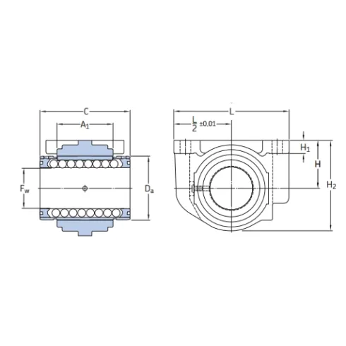 Линейный подшипник в сборе с корпусом SKF LUCR 12 D-2LS