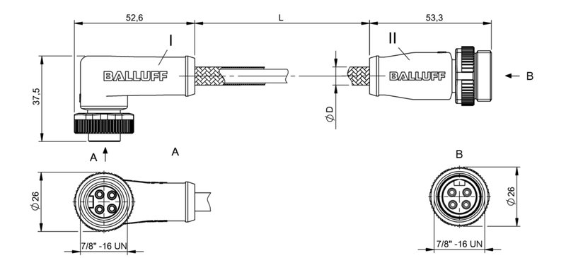 Соединительный кабель Balluff BCC B324-B314-30-304-MW8434-006