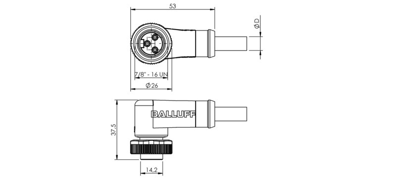 Разъем с кабелем Balluff BCC A323-0000-10-071-VX43W6-150