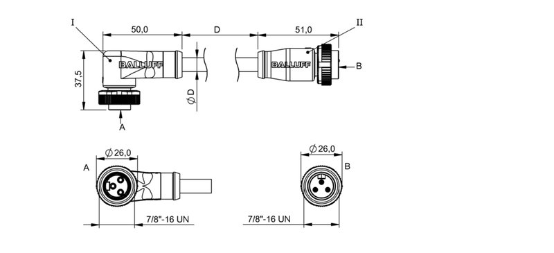 Соединительный кабель Balluff BCC A323-A313-70-345-VX43W6-020
