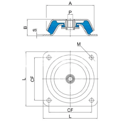 Виброизолятор ZB150X50 M16 ZB1505016W ISB
