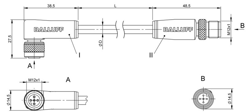 Соединительный кабель Balluff BCC M425-M415-3A-330-VS85N6-010