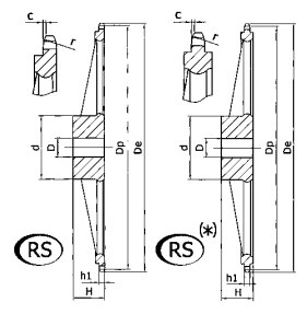 Звездочка двухрядная плоская без ступицы под расточку Sati для цепи 06B-2, 3/8" x 7/32", Z=90 CD05090