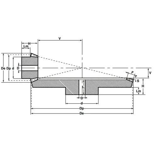 Коническая зубчатая пара, передат. число: 1:2,5, M=3, Z1=16, Z2=40 C30B400 Sati