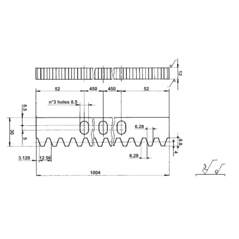 Рейка зубчатая для раздвижных ворот CRE3012 Sati