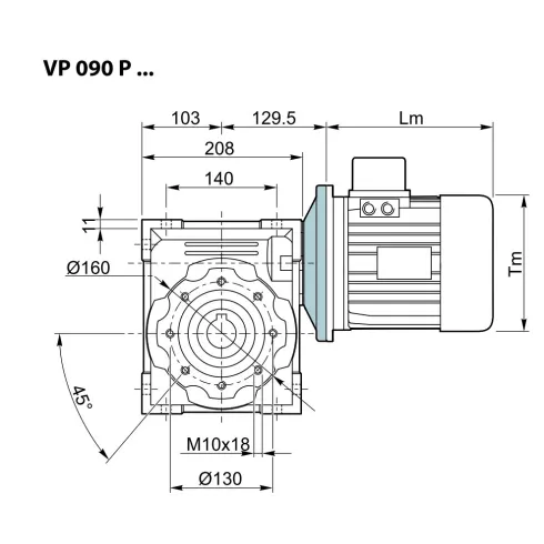 Червячный редуктор VP 025 P R40 56B14 U Sati