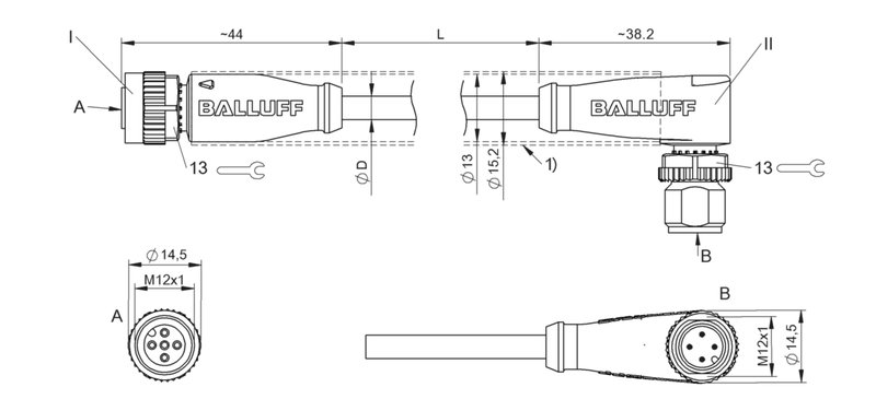 Соединительный кабель Balluff BCC M415-M424-3A-304-EX44T2-010-C008