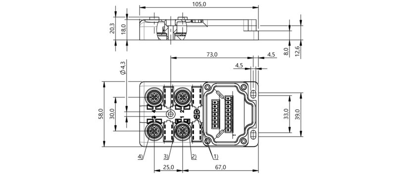 Распределительная коробка Balluff BPI 4M4A5P-2K-00-TP0G