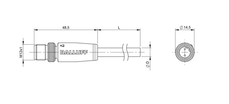 Разъем с кабелем Balluff BCC M412-0000-2B-031-PS72N1-100