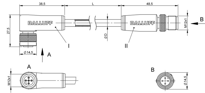Соединительный кабель Balluff BCC W425-W414-3A-304-NW44T2-003