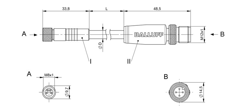 Соединительный кабель Balluff BCC W314-W414-3E-304-SW0434-050