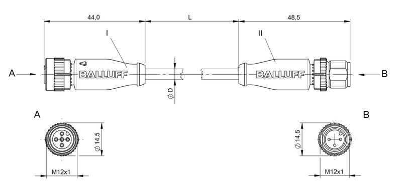 Соединительный кабель Balluff BCC M415-M413-3A-300-PX43T2-050