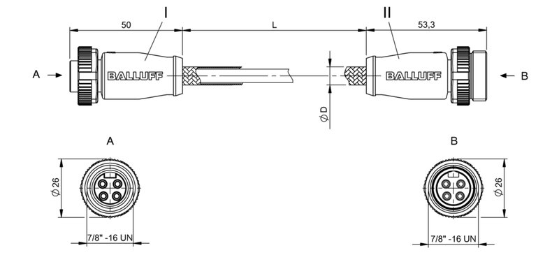 Соединительный кабель Balluff BCC B314-B314-30-304-MW8434-100