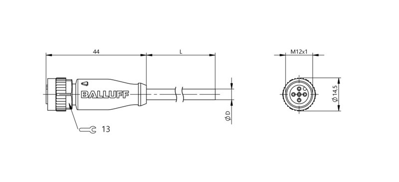 Разъем с кабелем Balluff BCC M415-0000-1A-003-PX44T2-200
