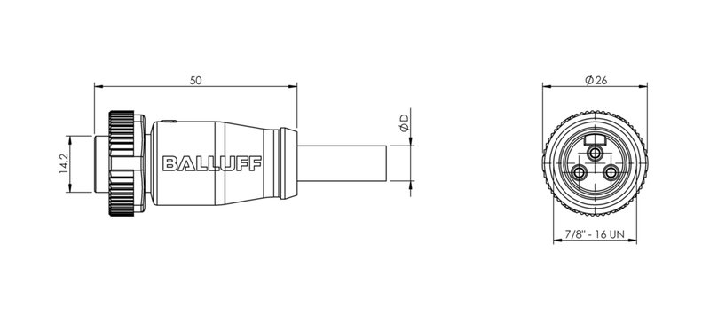 Разъем с кабелем Balluff BCC A313-0000-10-071-VX43W6-020