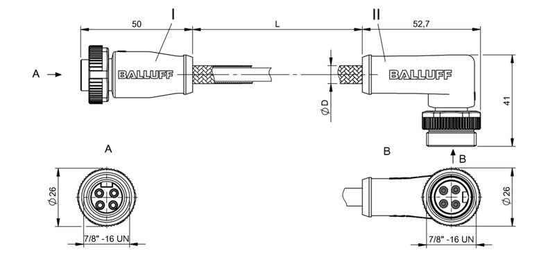 Соединительный кабель Balluff BCC B314-B324-30-304-MW8434-003