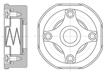 Клапан обратный пружинный из нержавеющей стали межфланцевый Rushwork 404-020-40 Ру40 Ду20 (PN40 DN20 )