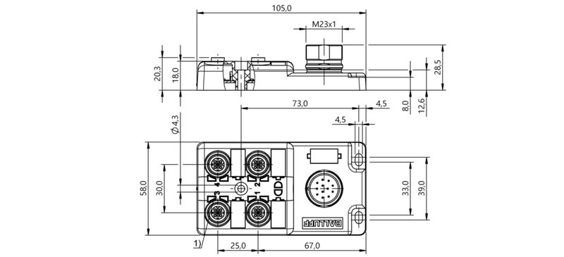 Распределительная коробка Balluff BPI 4M4A40-2K-B0-SM6CT