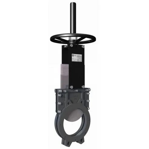 Задвижка шиберная из нержавеющей стали межфланцевая со штурвалом СМО UB-021-02-0250-Ру7-SsM-HW-E (PN7 DN250)