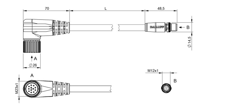 Соединительный кабель Balluff BCC M62C-M41C-3E-675-PX0C25-006