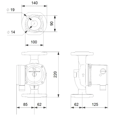 Циркуляционный насос Grundfos UPS 32-80 F 95906458