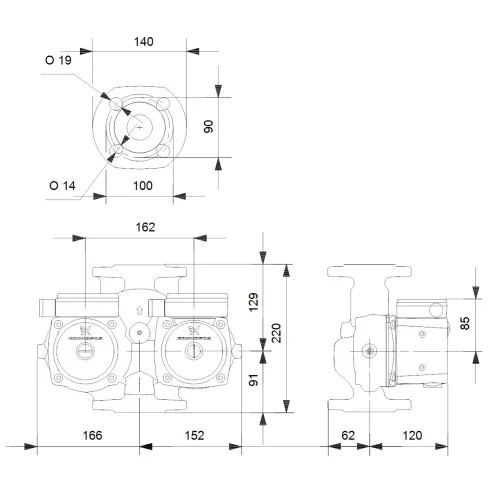 Циркуляционный насос Grundfos UPSD 32-80 F 220 95906459