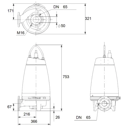 Канализационный насос Grundfos SE1.50.65.30.2.50D.B 96047517