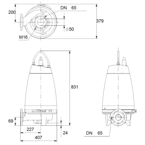 Канализационный насос Grundfos SE1.50.65.40.2.51D.B 96047525