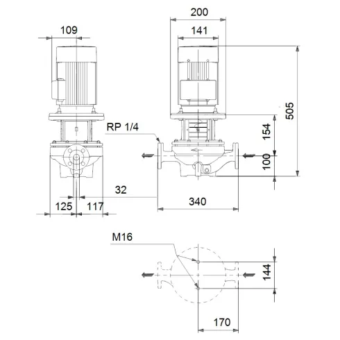 Центробежный насос 1,1 квт Grundfos TP 32-200/2 A-F-A-BAQE-GX1 96086661