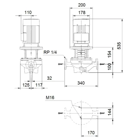 Центробежный насос 1,5 квт Grundfos TP 32-250/2 A-F-A-BAQE-HX1 96086662