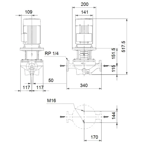 Центробежный насос 1,1 квт Grundfos TP 50-160/2 A-F-A-BAQE-GX1 96086973