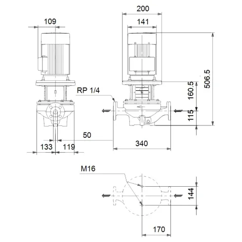 Центробежный насос 0,55 квт Grundfos TP 50-90/4 A-F-A-BQQE-EX3 96087117