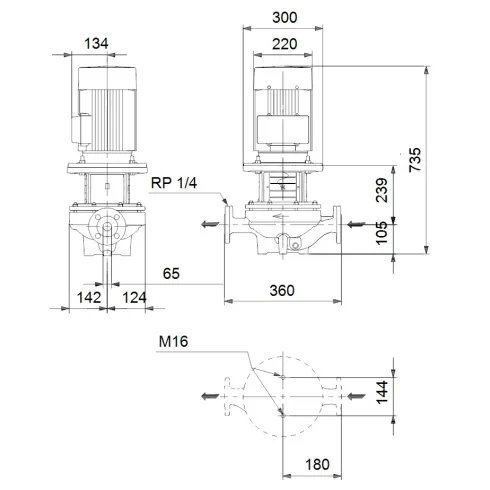 Центробежный насос 5,5 квт Grundfos TP 65-340/2 A-F-A-BAQE-LX1 96087504