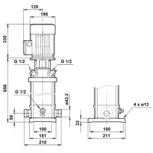 Многоступенчатый вертикальный насос Grundfos CRT 4-16 A-P-A-E-AUUE 96100839