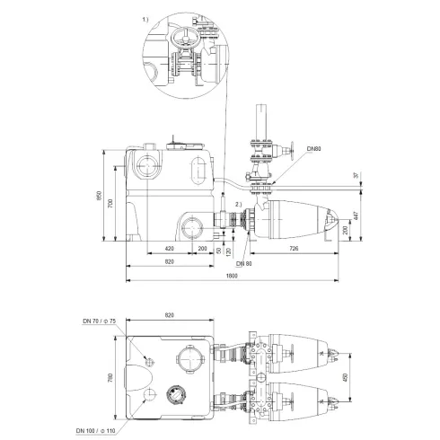 Канализационная насосная установка Grundfos MDV.65.80.30.2.50D/450.SE 96102276