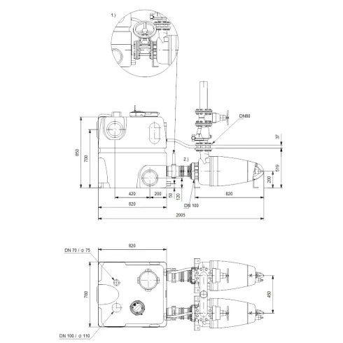 Канализационная насосная установка Grundfos MD1.80.80.40.4.51D/450.SE 96102286