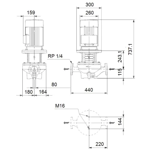 Центробежный насос 7,5 квт Grundfos TP 80-250/2 A-F-A-BAQE-MX1 96108701