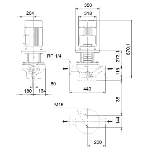 Центробежный насос 11 квт Grundfos TP 80-330/2 A-F-A-BAQE-NX1 96108702