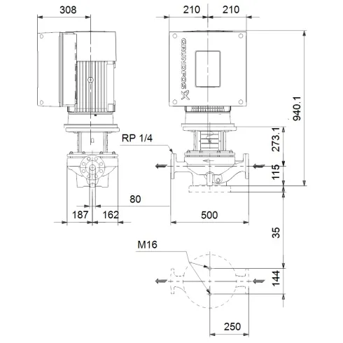 Центробежный насос 22 квт Grundfos TPE 80-570/2 A-F-A-BAQE-QX1 96110049