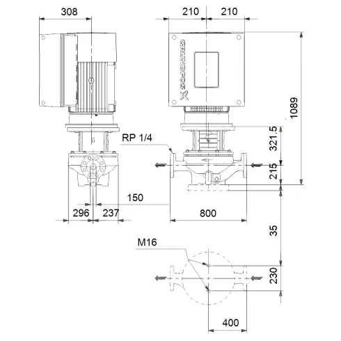 Центробежный насос 18,5 квт Grundfos TPE 150-220/4 A-F-A-BAQE-PX3 96110618