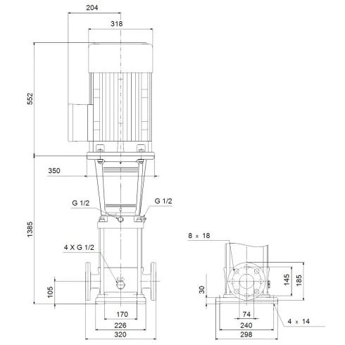 Многоступенчатый вертикальный насос Grundfos CRN 32-12-2 A-F-A-V-HQQV 96122400