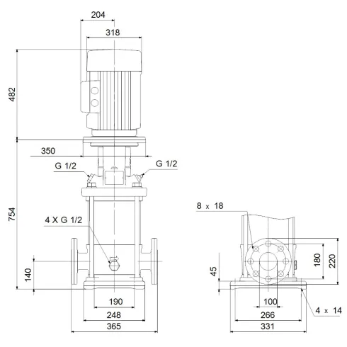 Многоступенчатый вертикальный насос Grundfos CR 64-2-1 A-F-A-E-HQQE 96123529