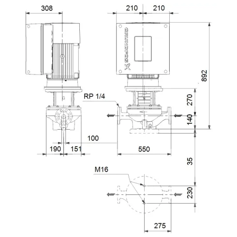 Центробежный насос Grundfos TPE 100-310/2 S-A-F-A-BQQE-OX1 96275686