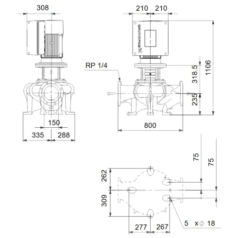 Центробежный насос 18,5 квт Grundfos TPE 150-260/4 S-A-F-A-BAQE-PX3 96306143