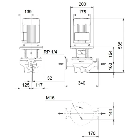 Центробежный насос 1,1 квт Grundfos TP 32-200/2 A-F-A-BAQE-GX1 96384216