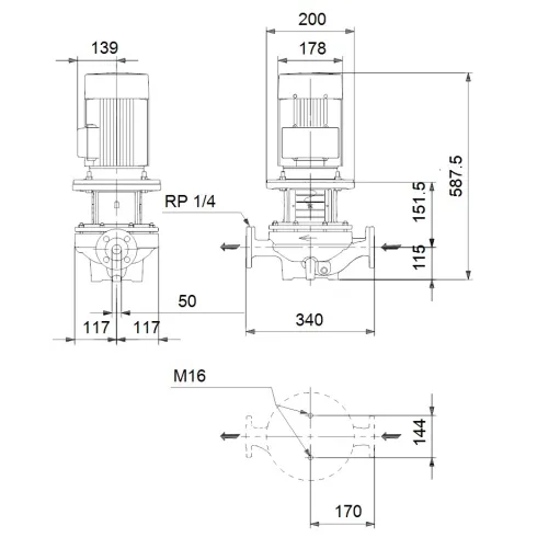 Центробежный насос 1,5 квт Grundfos TP 50-190/2 A-F-A-BAQE-HX1 96384276