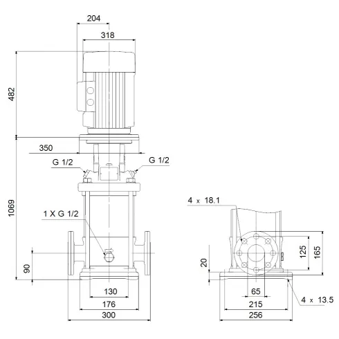 Многоступенчатый вертикальный насос Grundfos CR 20-14 A-F-A-E-HQQE 96500517