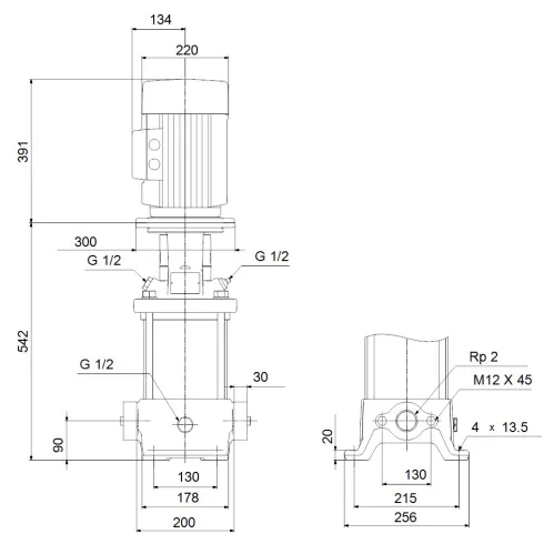 Многоступенчатый вертикальный насос Grundfos CR 20-4 A-A-A-E-HQQE 96500521