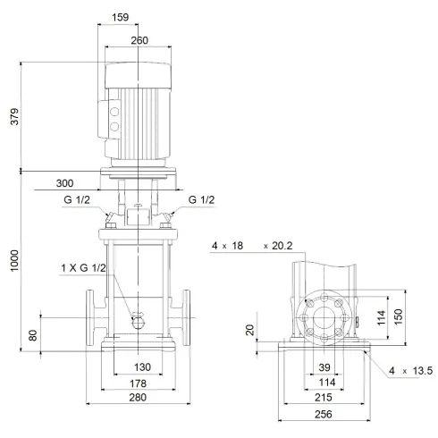 Многоступенчатый вертикальный насос Grundfos CR 10-22 A-FJ-A-E-HQQE 96501225