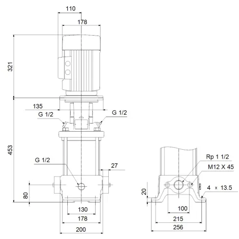 Многоступенчатый вертикальный насос Grundfos CR 10-5 A-A-A-E-HQQE 96501227